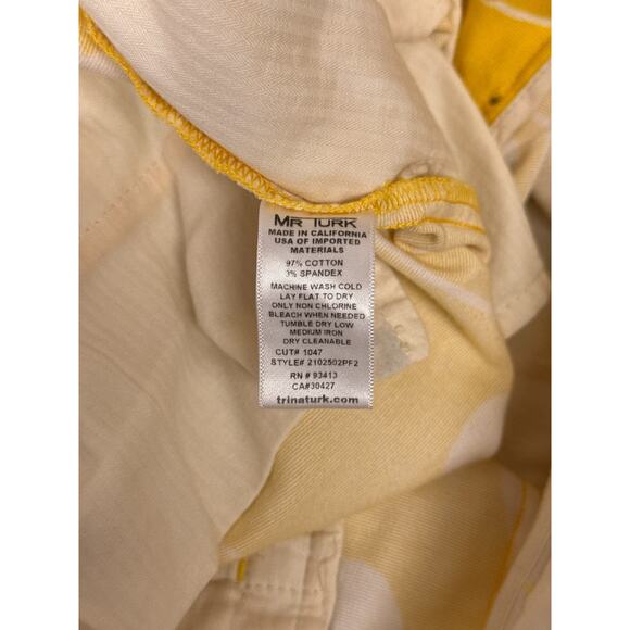 Mr Turk Pants 32 x 26 Mens Yellow Floral Cotton Twill - Picture 7 of 7